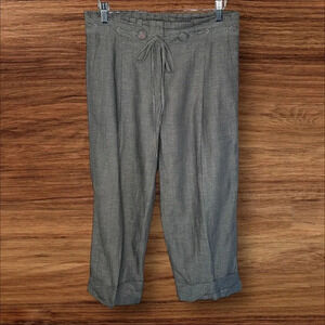 3.1 Phillip Lim‎ Gray linen & wool cropped trousers Pants Sz 2 Designer Neutral
